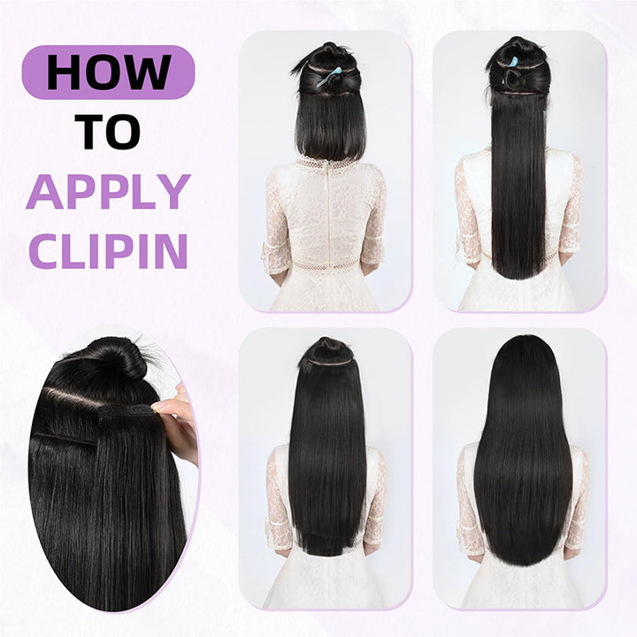 Straight Seamless Clip In Human Hair Extensions For Black Women Natural Color 8 /16 Pieces 120G /240G