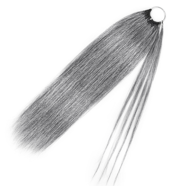 Salt & Pepper Straight Crochet Hair Miracle Konts Feather Human Hair Extension for Boho Braids-RHISO