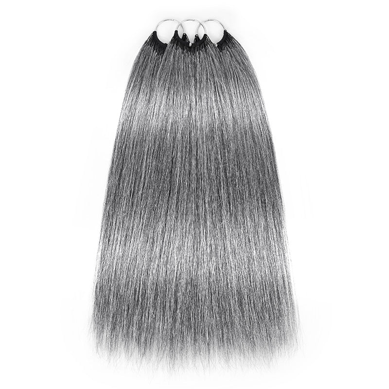 Salt & Pepper Straight Crochet Hair Miracle Konts Feather 100% Human Hair Extension for Boho Braids-RHISO