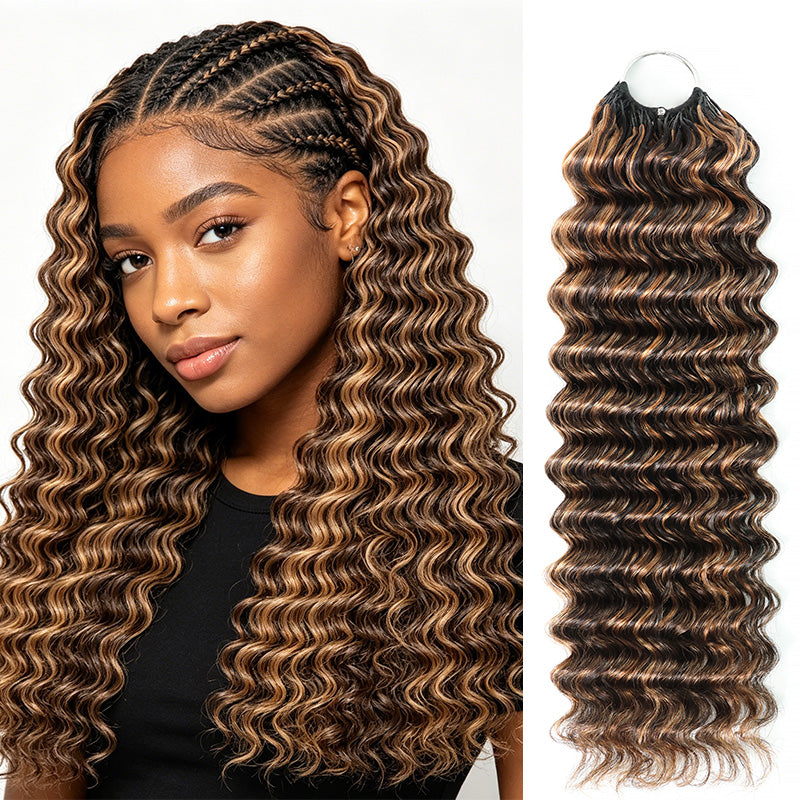 P1B/30 Highlight Deep Wave Crochet Human Hair Miracle Konts Feather Human Hair Extension