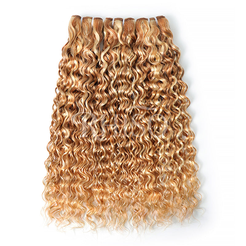 Mix Blonde P27/613  Highlight Water Wave Human Hair Bundles Double Weft Weave 100% Brazilian Virgin Remy Hair Extensions