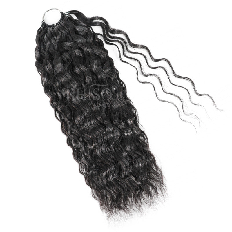 Natural Black Super Wave Miracle Knots Crochet Hair Machine Made Feather Human Hair Extension