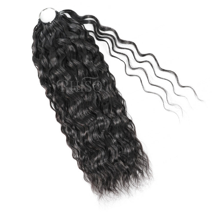 Natural Black Super Wave Miracle Knots Crochet Hair Machine Made Feather Human Hair Extension