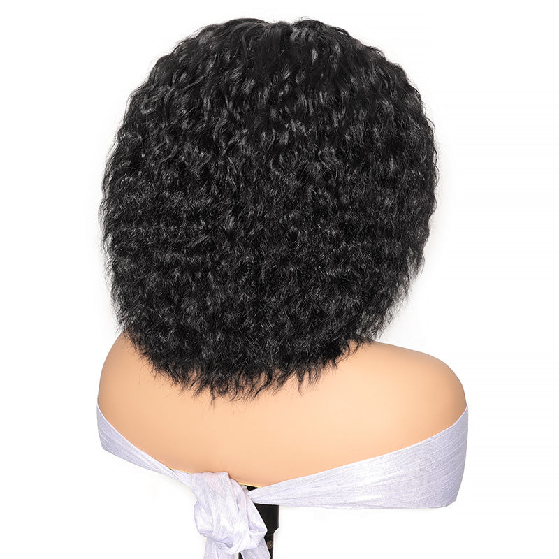 300% Density Pull To Go Super Wave Human Hair Bob Wig 5x5 Glueless Lace Closure Wig with Adjustable drawstring Straps In Natural Black