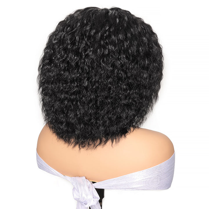 300% Density Pull To Go Super Wave Human Hair Bob Wig 5x5 Glueless Lace Closure Wig with Adjustable drawstring Straps In Natural Black