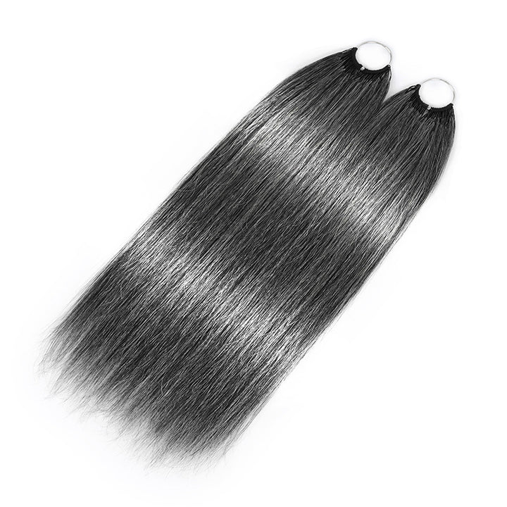 #44 Deep Salt & Pepper Color Miracle Konts Straight Crochet Hair Pre-Separated Feather 100% Human Hair Extension for Black Woman