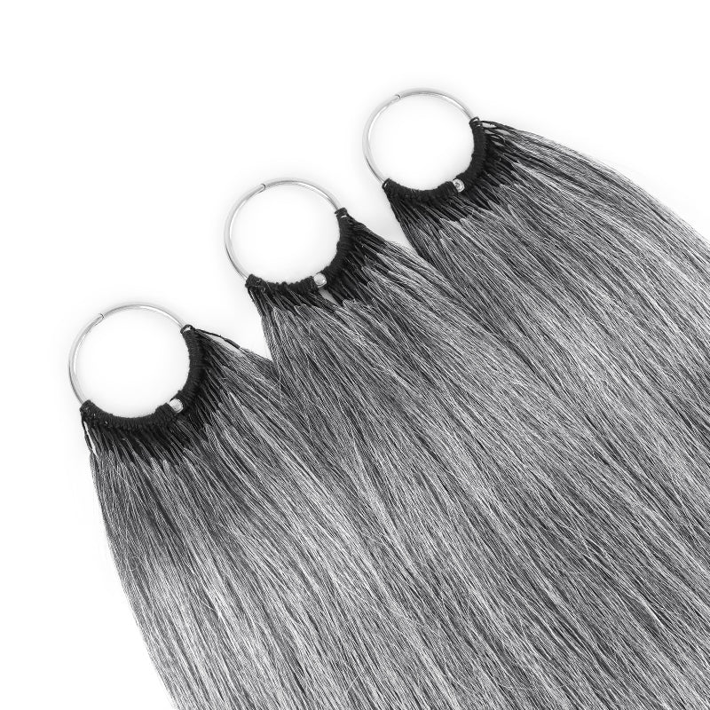 Salt & Pepper Straight Crochet Hair Miracle Konts Feather Human Hair Extension for Boho Braids-RHISO