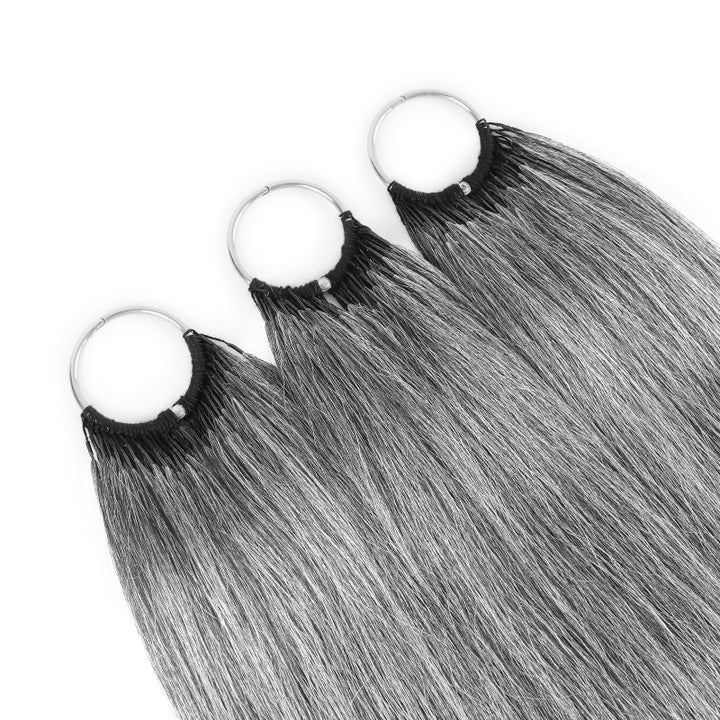 Salt & Pepper Straight Crochet Hair Miracle Konts Feather Human Hair Extension for Boho Braids-RHISO