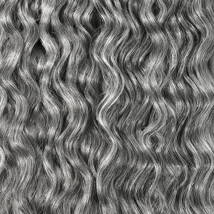 #51 Salt & Pepper Super Wave Feather Crochet Hair Miracle Konts 100% Human Hair Extension for Boho Braids-RHISO
