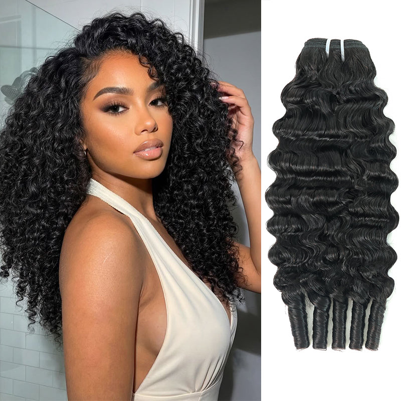 Super Double Drawn Burmese Curly Human Hair Bundles Unprocessed Full End Hair Extensions