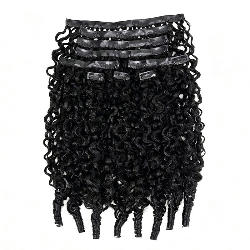 Burmese Curly Seamless Clip In Human Hair Extensions For Black Women 8 Pcs/pack Natural Volume & Looking