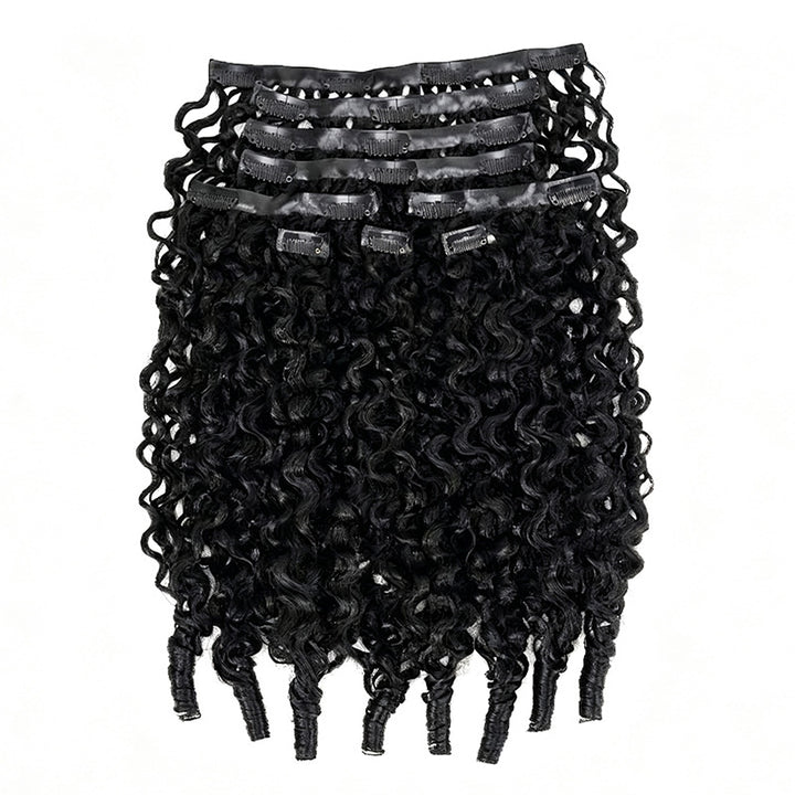 Burmese Curly Seamless Clip In Human Hair Extensions For Black Women 8 Pcs/pack Natural Volume & Looking