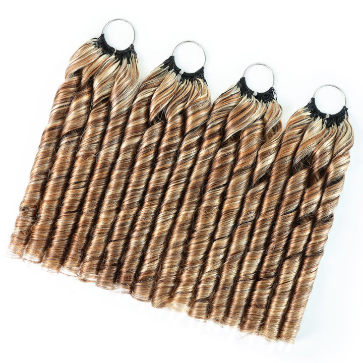 P4/27/613 Mixed Highlight Spiral Curl Human Crochet Hair Miracle Knots Spring Curl Feather Human Hair Extension