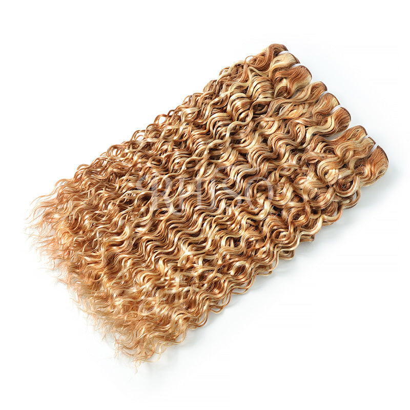 Mix Blonde P27/613  Highlight Water Wave Human Hair Bundles Double Weft Weave 100% Brazilian Virgin Remy Hair Extensions