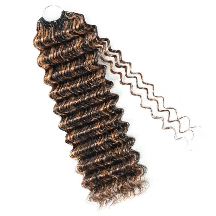 P1B/30 Highlight Deep Wave Crochet Human Hair Miracle Konts Feather 100% Human Hair Extension