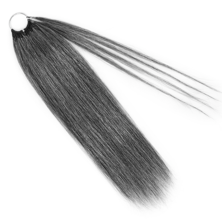 #44 Deep Salt & Pepper Color Miracle Konts Straight Crochet Hair Pre-Separated Feather Human Hair Extension for Black Woman