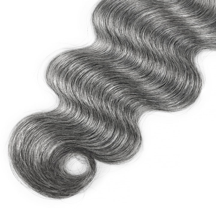 Standard Salt & Pepper Body Wave Crochet Hair Miracle Konts Feather 100% Human Hair Extension for Boho Braids-RHISO