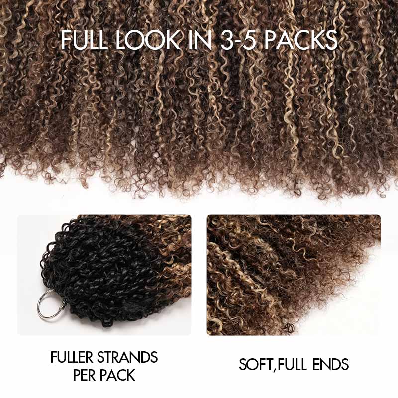Dark Root Mix Blonde P4/27 Highlight Pixie Curly Human Crochet Hair Pre-Separated Miracle Konts Feather Human Hair Extension