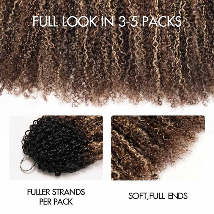 Dark Root Mix Blonde P4/27 Highlight Pixie Curly Human Crochet Hair Pre-Separated Miracle Konts Feather Human Hair Extension