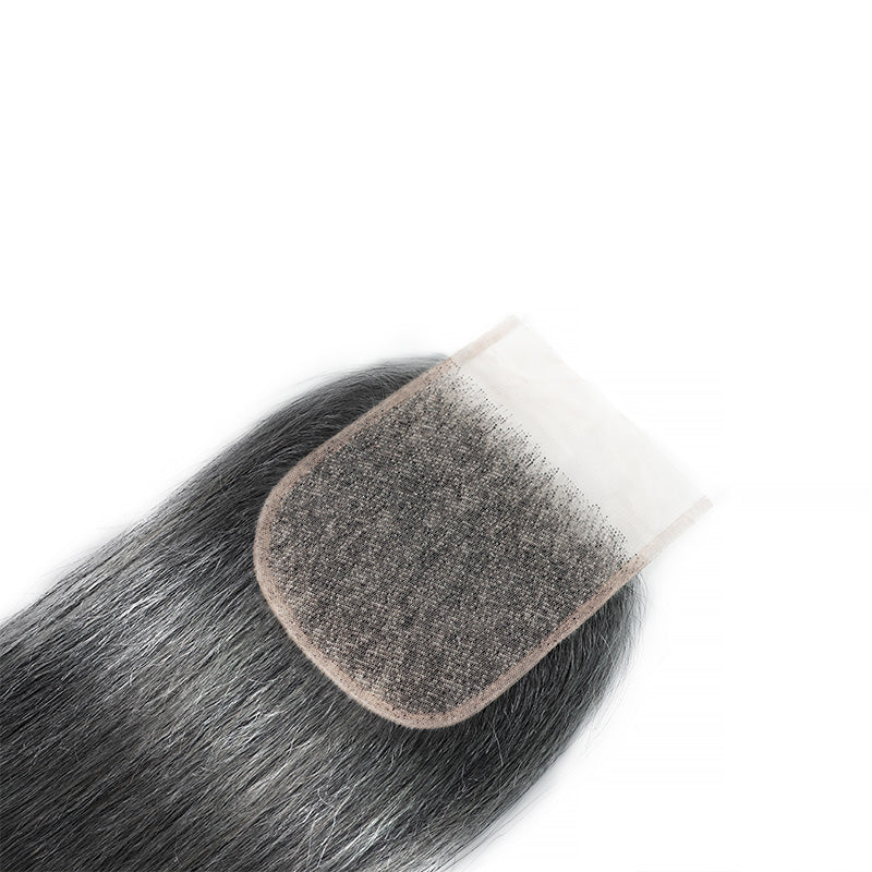 New In Deep Salt and Pepper Straight Closure Natural Grey 5x5 HD Transparent Lace Closure 100% Unprocessed Virgin Human Hair