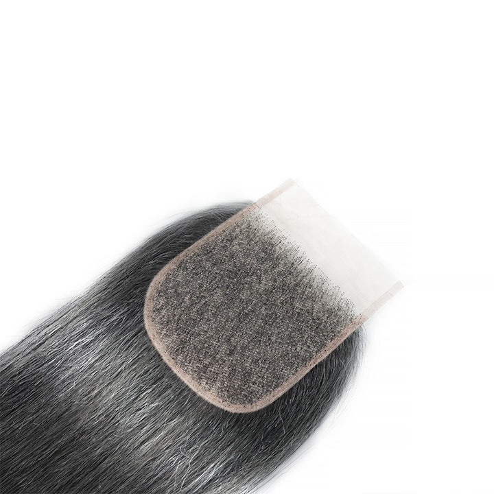 New In Deep Salt and Pepper Straight Closure Natural Grey 5x5 HD Transparent Lace Closure 100% Unprocessed Virgin Human Hair
