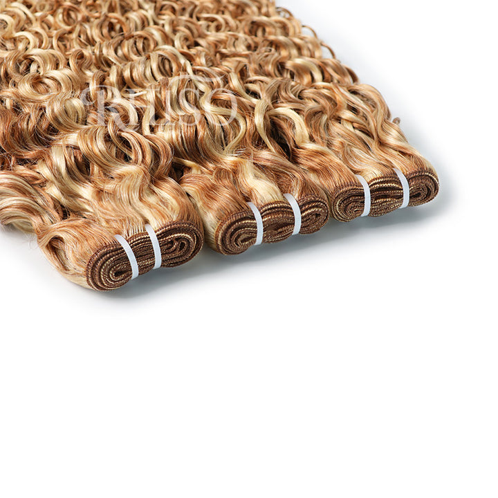 Mix Blonde P27/613  Highlight Water Wave Human Hair Bundles Double Weft Weave 100% Brazilian Virgin Remy Hair Extensions