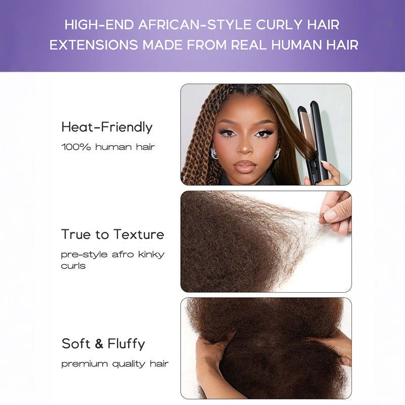 30 Copper Brown Afro kinky Bulk Hair Extensions For Braiding Dreadlock Human Hair—RhisoHair