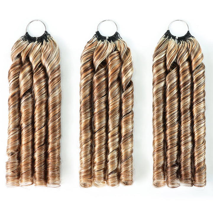 P4/27/613 Mixed Highlight Spiral Curl Human Crochet Hair Miracle Knots Spring Curl Feather Human Hair Extension
