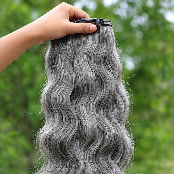 Salt & Pepper Indian Wavy Natural Gray Human Hair Bundles 100% Brazilian Virgin Remy Hair Extensions