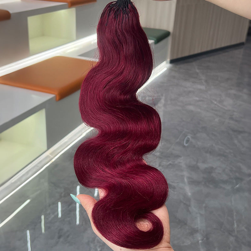 99J Burgundy Body Wave Crochet Human Hair for Boho Braids Invisible Miracle Knots Style