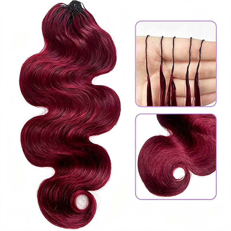 99J Burgundy Body Wave Crochet Human Hair for Boho Braids Invisible Miracle Knots Style