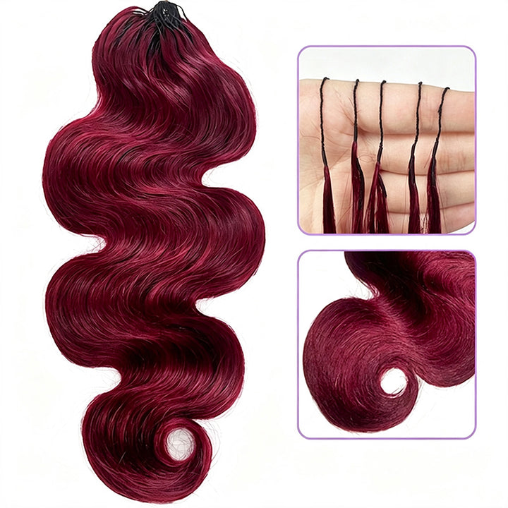 99J Burgundy Body Wave Crochet Human Hair for Boho Braids Invisible Miracle Knots Style