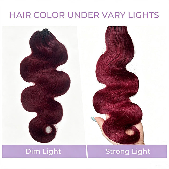 99J Burgundy Body Wave Crochet Human Hair for Boho Braids Invisible Miracle Knots Style