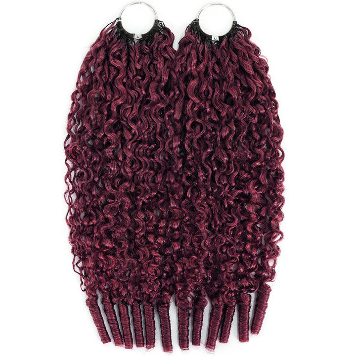 99J Burgundy Burmese Curly Crochet Human Hair for Boho Braids Invisible Miracle Knots Style