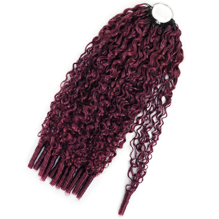 99J Burgundy Burmese Curly Crochet Human Hair for Boho Braids Invisible Miracle Knots Style