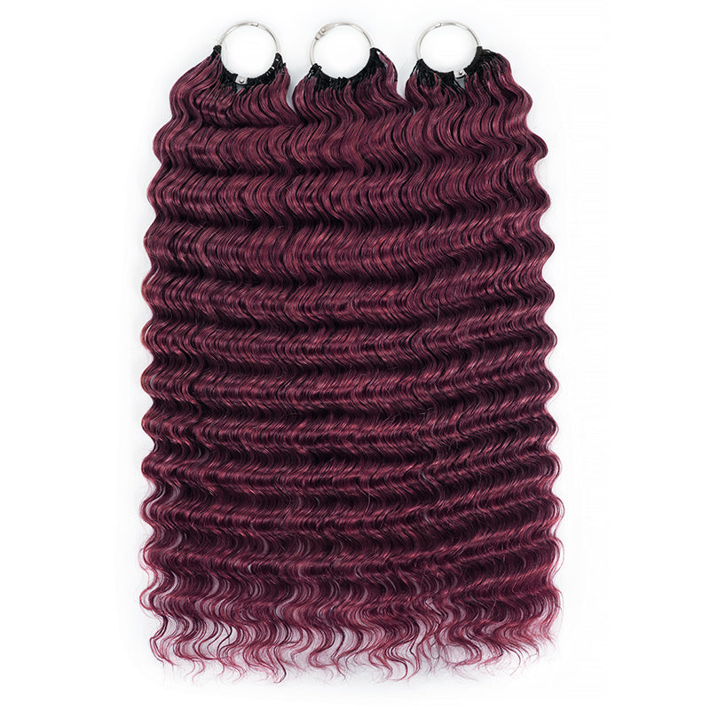 99J Burgundy Burmese Curly Crochet Human Hair for Boho Braids Invisible Miracle Knots Style