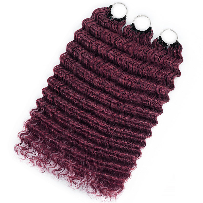 99J Burgundy Burmese Curly Crochet Human Hair for Boho Braids Invisible Miracle Knots Style