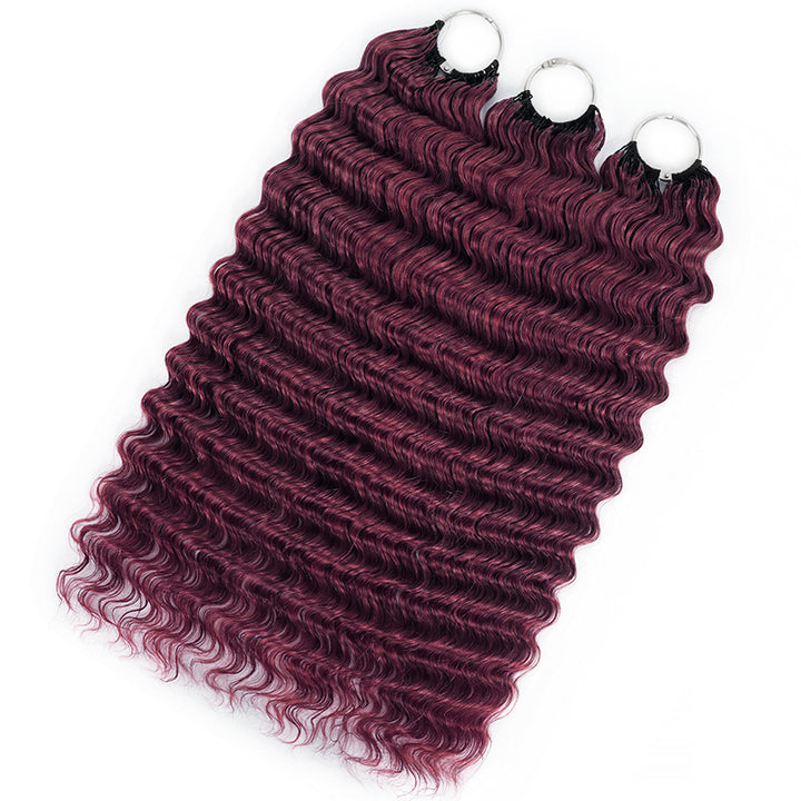 99J Burgundy Burmese Curly Crochet Human Hair for Boho Braids Invisible Miracle Knots Style