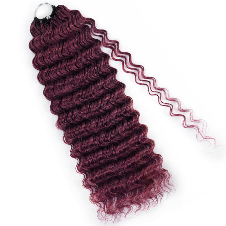 99J Burgundy Burmese Curly Crochet Human Hair for Boho Braids Invisible Miracle Knots Style