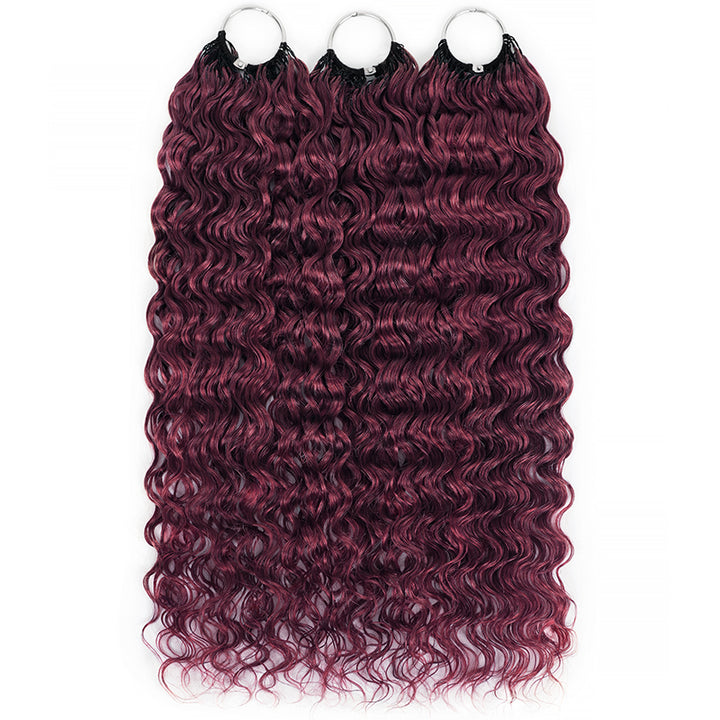 99J Burgundy Burmese Curly Crochet Human Hair for Boho Braids Invisible Miracle Knots Style