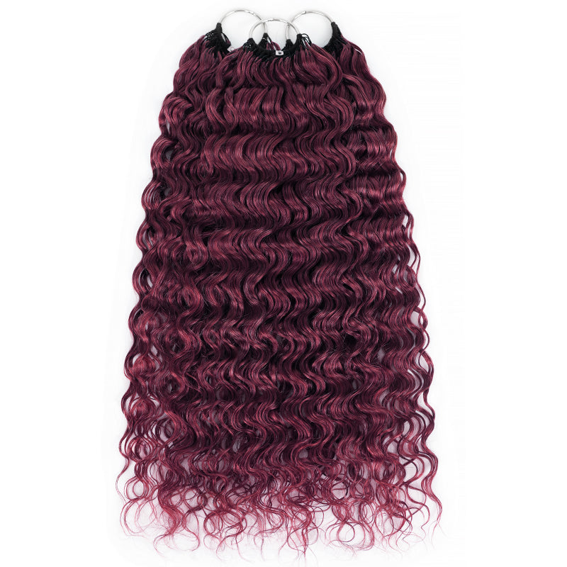 99J Burgundy Burmese Curly Crochet Human Hair for Boho Braids Invisible Miracle Knots Style