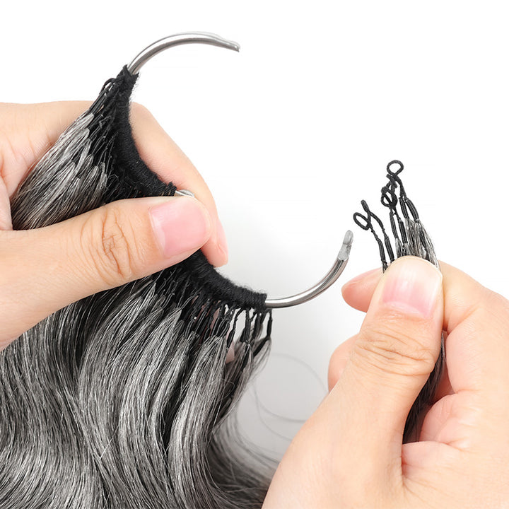 Standard Salt & Pepper Body Wave Crochet Hair Miracle Konts Feather 100% Human Hair Extension for Boho Braids-RHISO