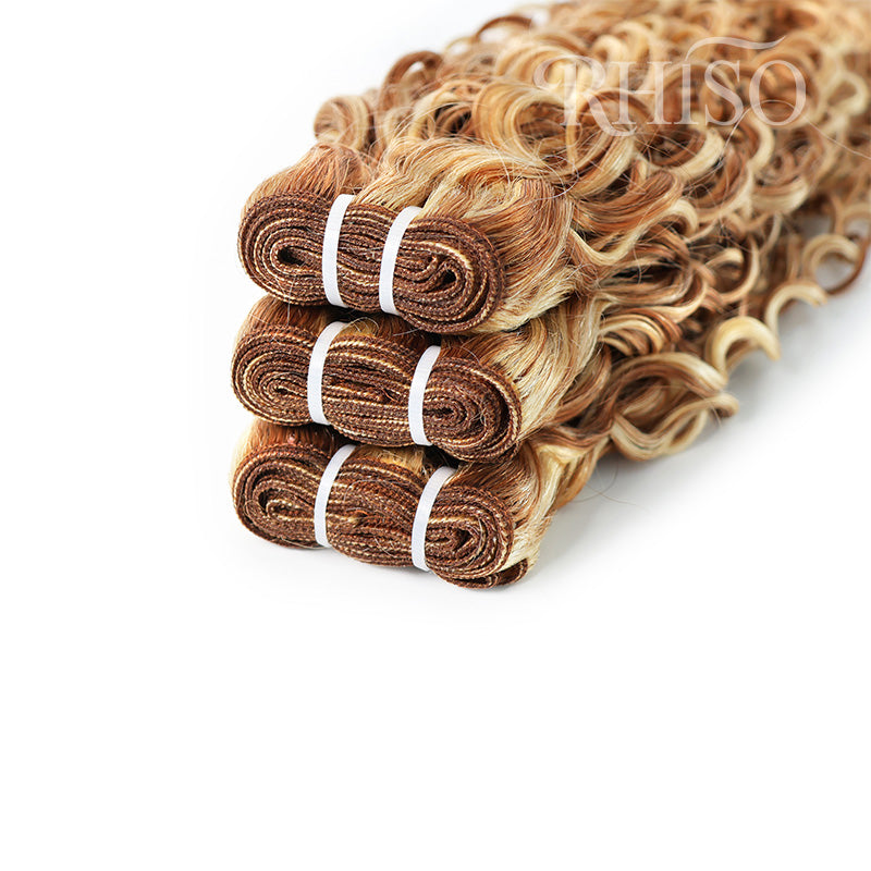 Mix Blonde P27/613  Highlight Water Wave Human Hair Bundles Double Weft Weave 100% Brazilian Virgin Remy Hair Extensions