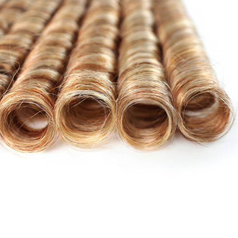 P4/27/613 Mixed Highlight Spiral Curl Human Crochet Hair Miracle Knots Spring Curl Feather Human Hair Extension