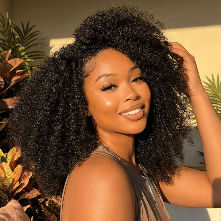 RhisoHair Natural Black Afro Kinky Curly Feather Crochet Braid Human Hair Extensions for Boho Styles