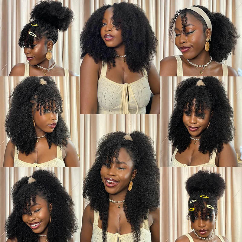 RhisoHair Natural Black Afro Kinky Curly Feather Crochet Braid Human Hair Extensions for Boho Styles