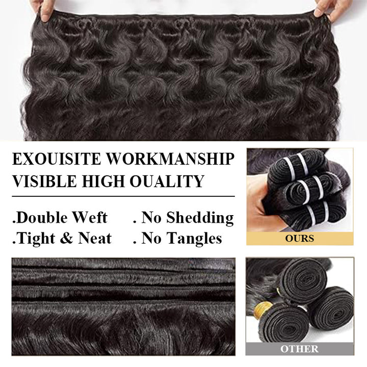 Super Double Drawn Hair Weft Full End Unprocessed Body Wave Human Hair Bundles Hair Extensions