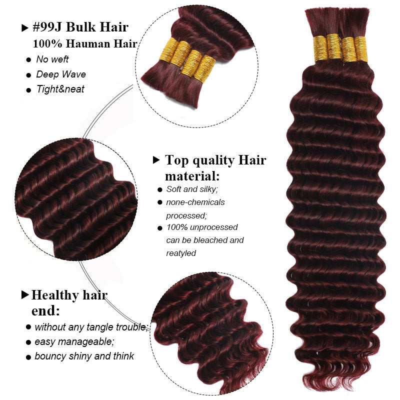 Honey Hlonde #27 Color Bulk Human Hair For Braiding Curly Hair Bundles No Weft Deep Curly Wave Braiding Hair for Boho Braids (Copy)