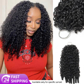 RhisoHair Burmese Curly Crochet Hair Natural Black Machine Made Feather Human Hair Extension