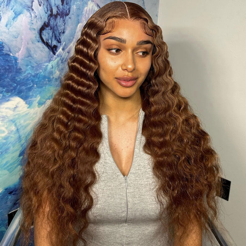 [Upgrade Strap] Pull To Go 5x5/13x4 Transparent Lace Frontal Wig Chocolate Brown#4  Loose Deep Wave Wig Pre Plucked Hairline Best Human Hair Wig